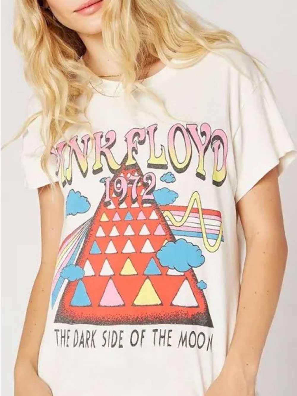 Daydreamer Vintage-Inspired Pink Floyd 1972 Tour Cream Graphic Tee Size Small